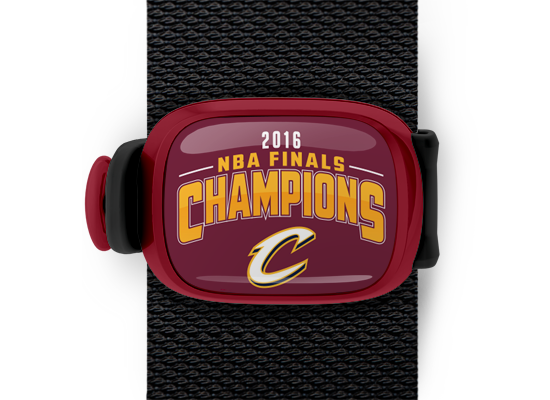 2016 Nba Champions Cleveland Cavaliers Bag Tag mounted on a bag strap