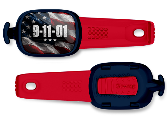 9.11.01 American flag memorial Stwrap bag tag front and back view