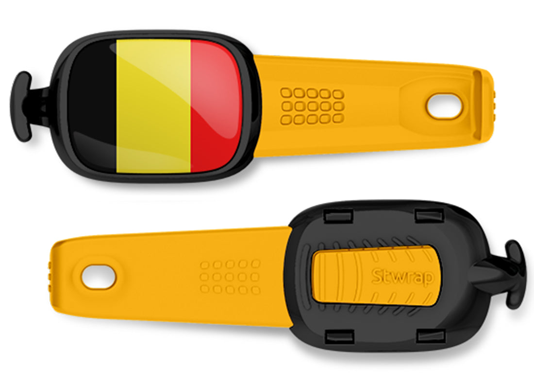 Belgium flag Stwrap bag tag front and back view