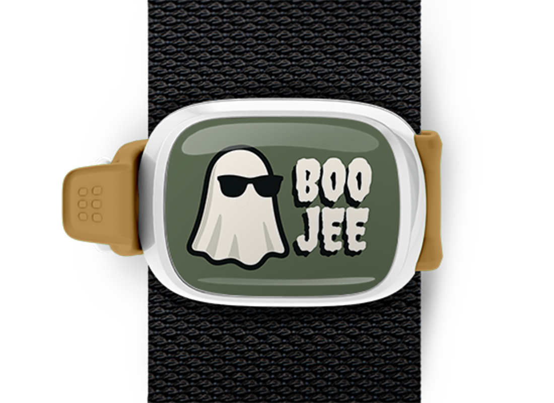 Boo Jee halloween bag tag Stwrap with default title case mounted on backpack strap