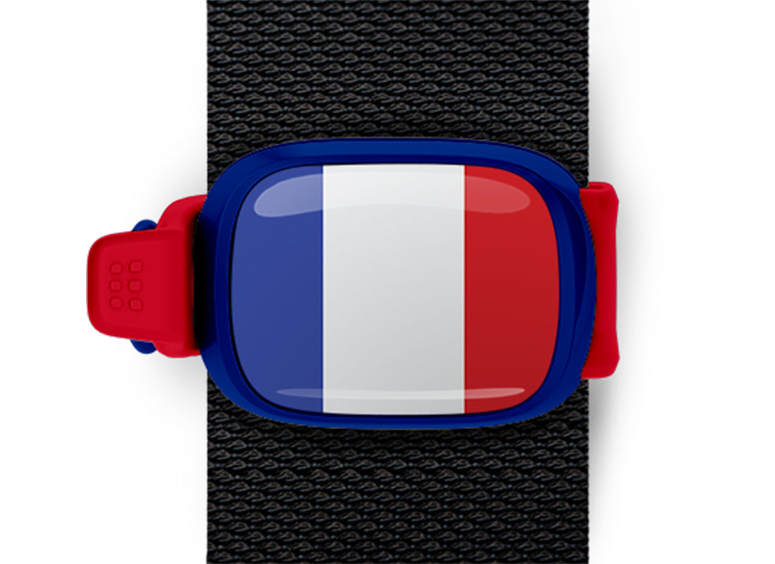 France flag Stwrap bag tag mounted on a bag strap