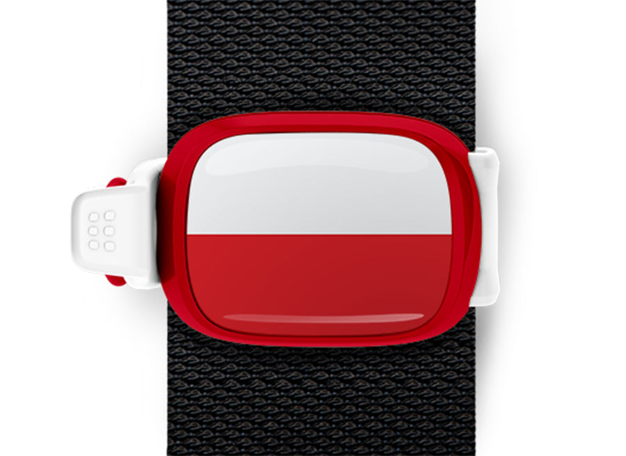 Poland flag Stwrap bag tag mounted on a bag strap