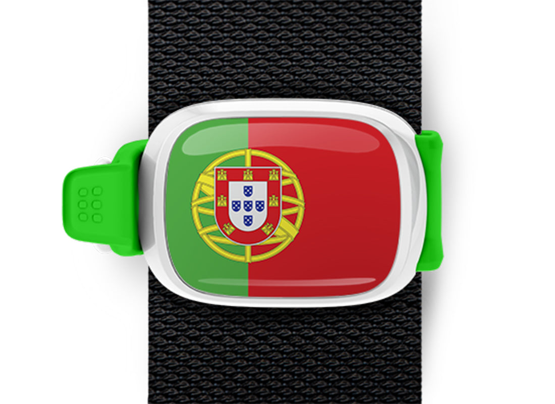 Portugal flag Stwrap bag tag mounted on a bag strap