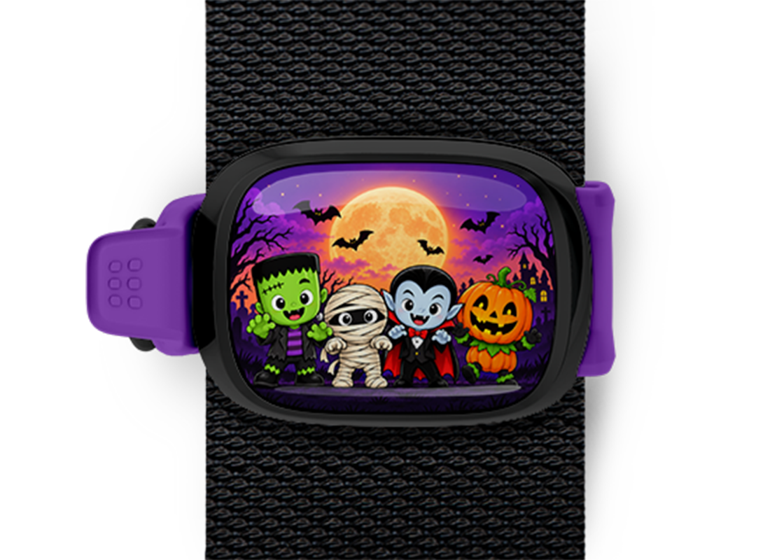 Halloween Character Crew Stwrap Halloween bag tag mounted on a black strap