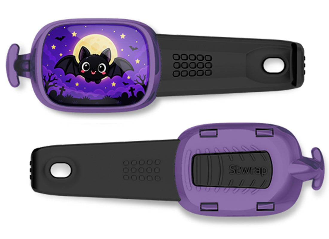 Cute Halloween Bat Stwrap bag tag, front design and back view