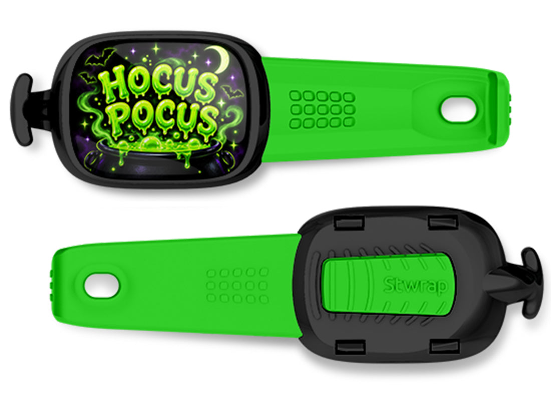 Hocus Pocus Cauldron Stwrap bag tag, front design and back view