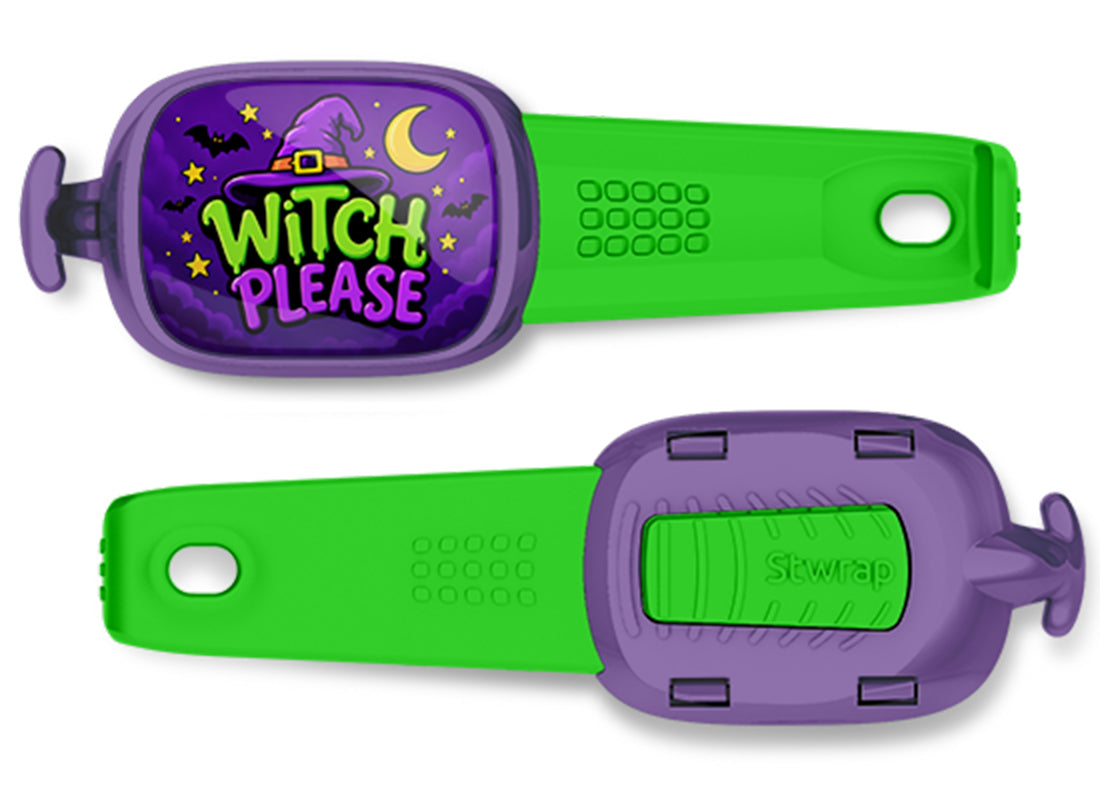 Witch, Please Stwrap bag tag, front design and back view