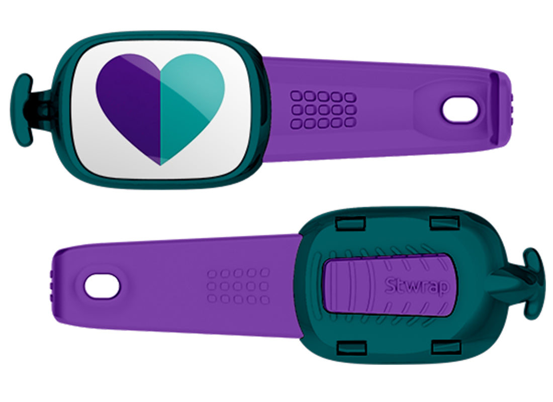 STWRAP suicide prevention purple teal heart front and back view