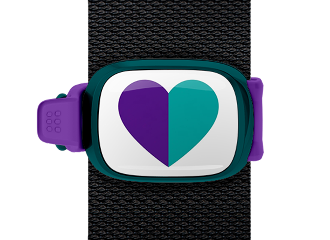 STWRAP suicide prevention purple teal heart mounted on strap