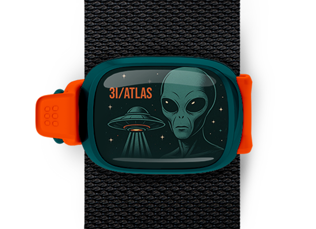 3i atlas bag tag stwrap teal case orange band mounted on backpack strap