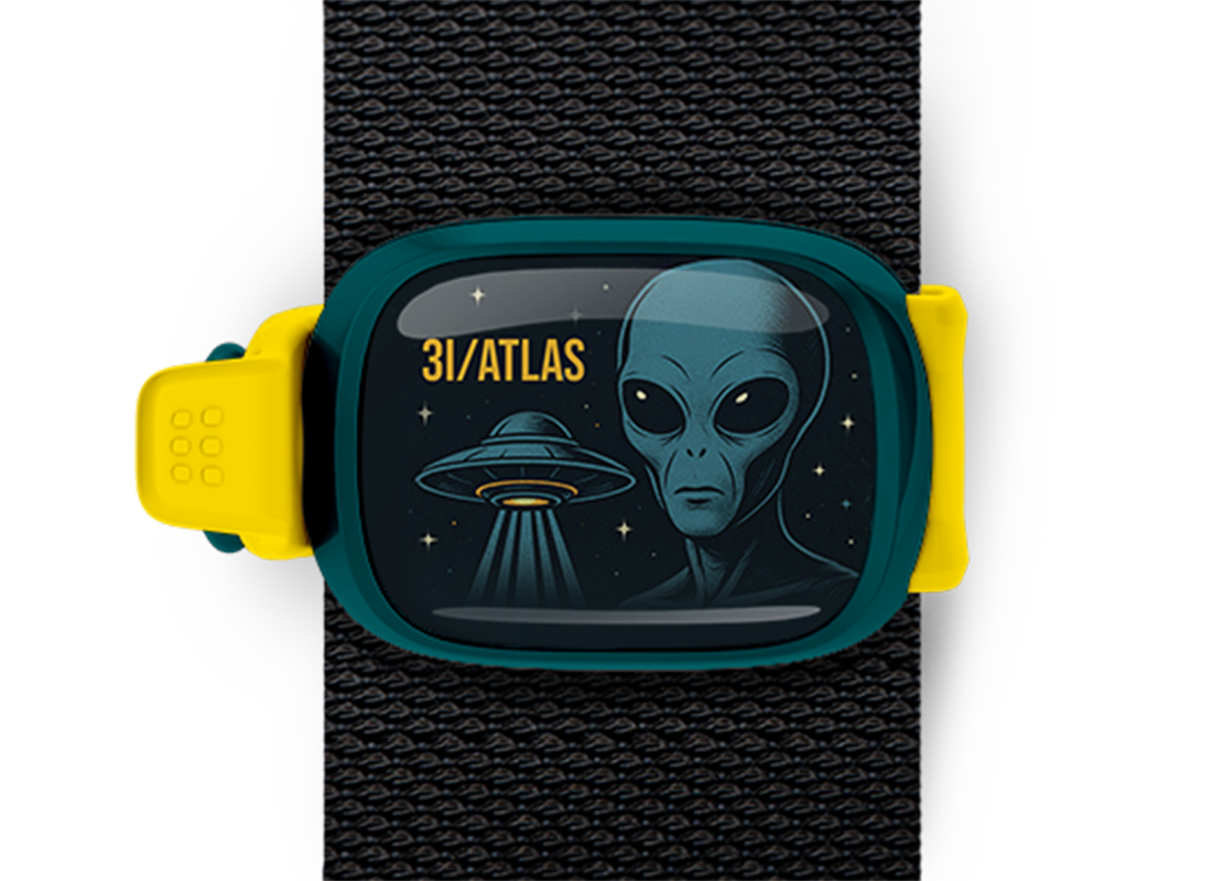 3i atlas bag tag stwrap teal case yellow band mounted on backpack strap