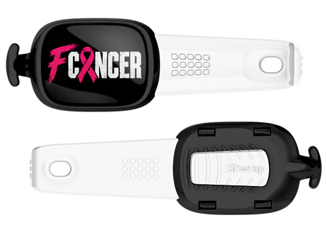 F Cancer White Band Stwrap bag tag front and back views