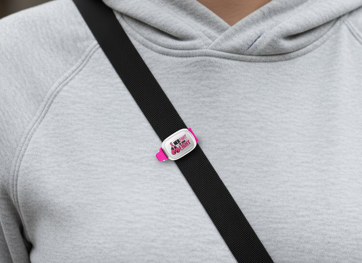 Her Fight Is Our Fight Boxing Gloves breast cancer awareness Stwrap on a bag in a lifestyle setting