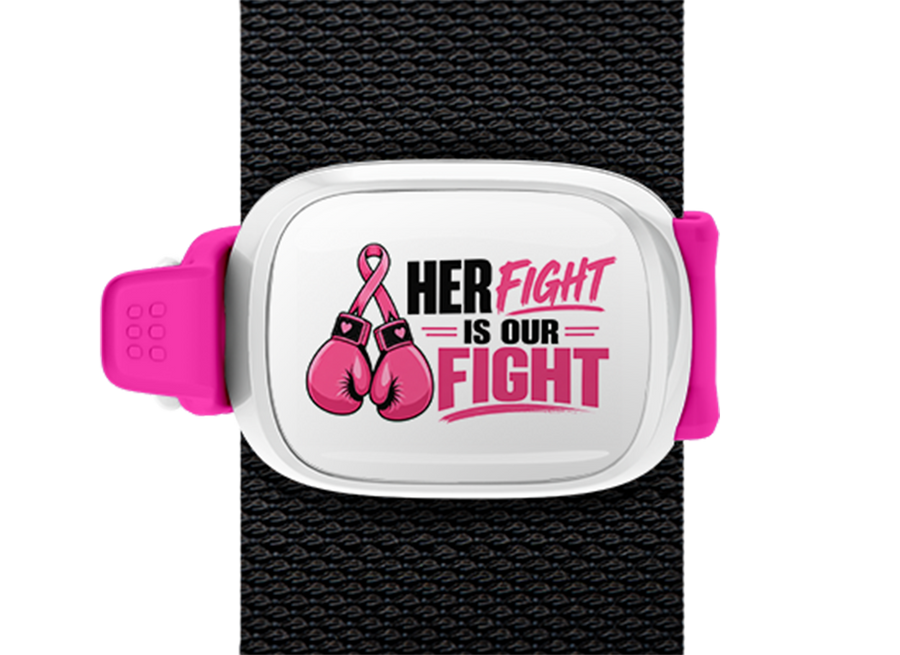 Her Fight Is Our Fight Boxing Gloves Stwrap bag tag mounted on a bag strap