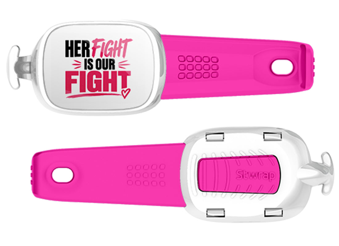 Her Fight Is Our Fight Stwrap bag tag front and back views