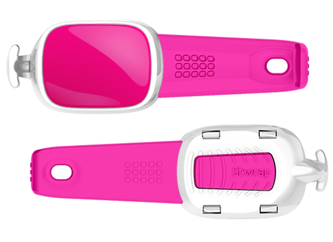 Solid Pink Breast Cancer Awareness Stwrap bag tag front and back views