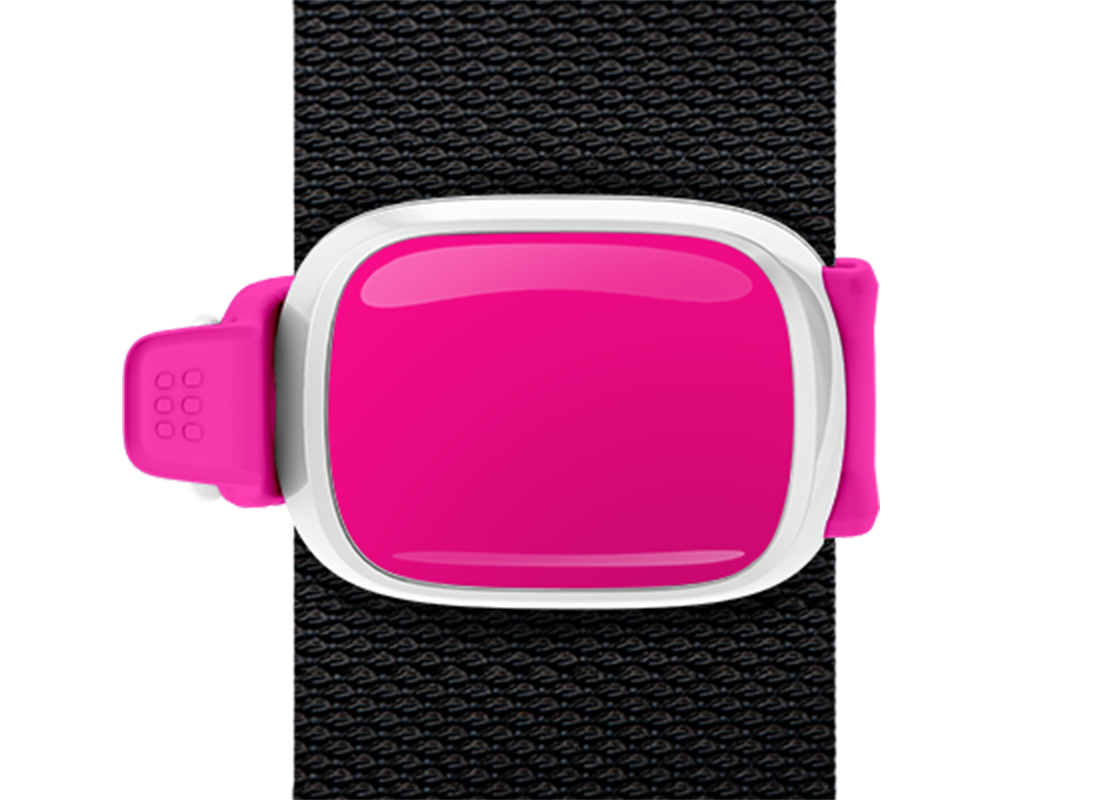 Solid Pink Breast Cancer Awareness Stwrap bag tag mounted on a bag strap