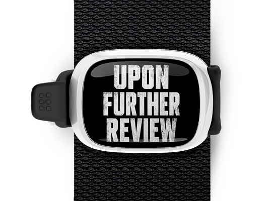 Upon Further Review football Stwrap bag tag mounted on backpack strap