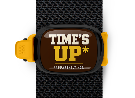 Time's Up Apparently Not football Stwrap bag tag mounted on backpack strap