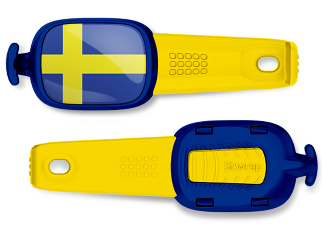 Sweden flag Stwrap bag tag front and back view