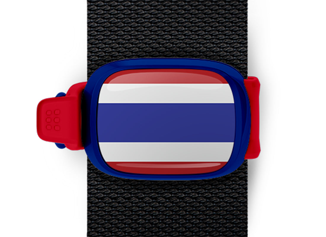 Thailand flag Stwrap bag tag mounted on a bag strap