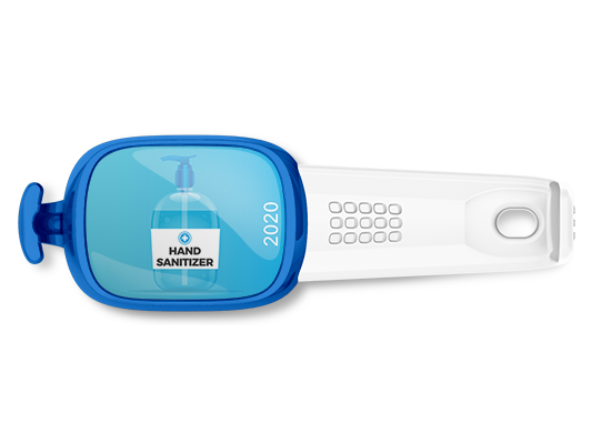 Hand Sanitizer 2020 bag tag Stwrap mounted on backpack strap