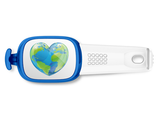 Heart Globe bag tag Stwrap mounted on backpack strap