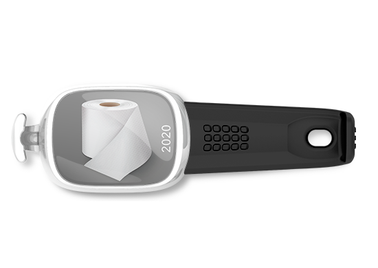 Toilet Paper 2020 bag tag Stwrap mounted on backpack strap