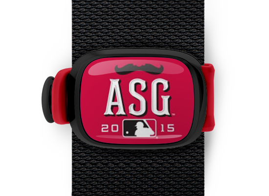 2015 All Star Game Bag Tag mounted on a bag strap