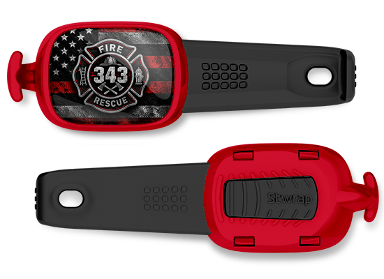 9/11 Firefighter 343 tribute Stwrap bag tag front and back view