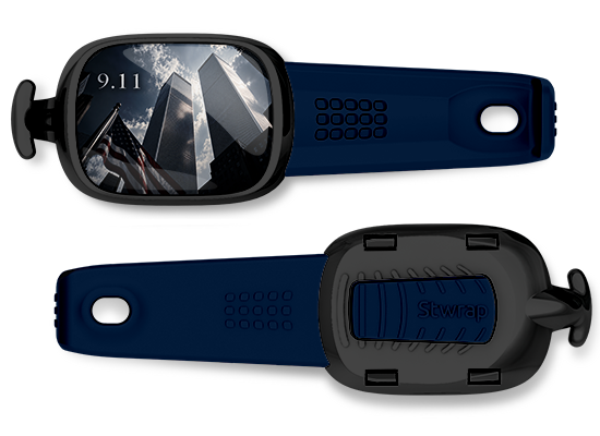 9/11 Twin Towers memory Stwrap bag tag front and back view
