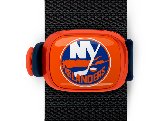 New York Islanders Bag Tag mounted on a bag strap