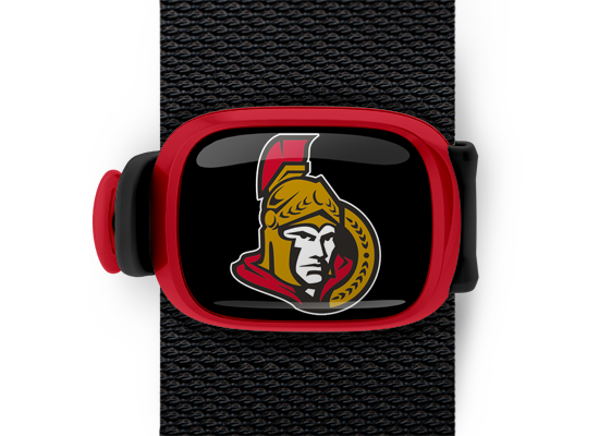 Ottawa Senators Bag Tag mounted on a bag strap