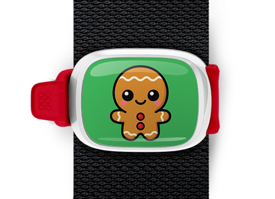 Gingerbread Man Christmas Bag Tag mounted on a bag strap