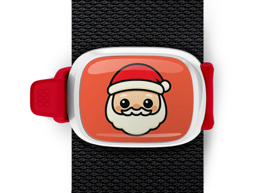 Santa Claus Christmas Bag Tag mounted on a bag strap
