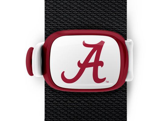 Alabama Crimson Tide Bag Tag mounted on a bag strap