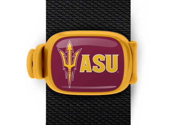 Arizona State Sun Devils Bag Tag mounted on a bag strap