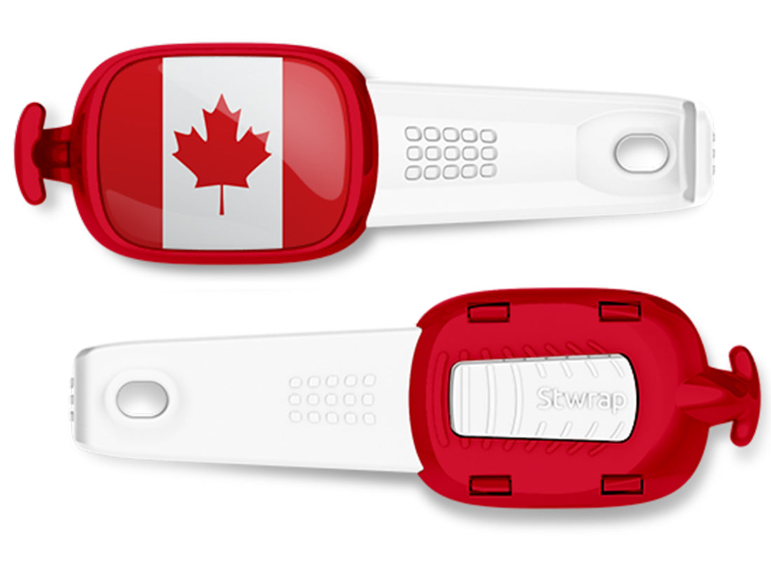 Canada flag Stwrap bag tag front and back view