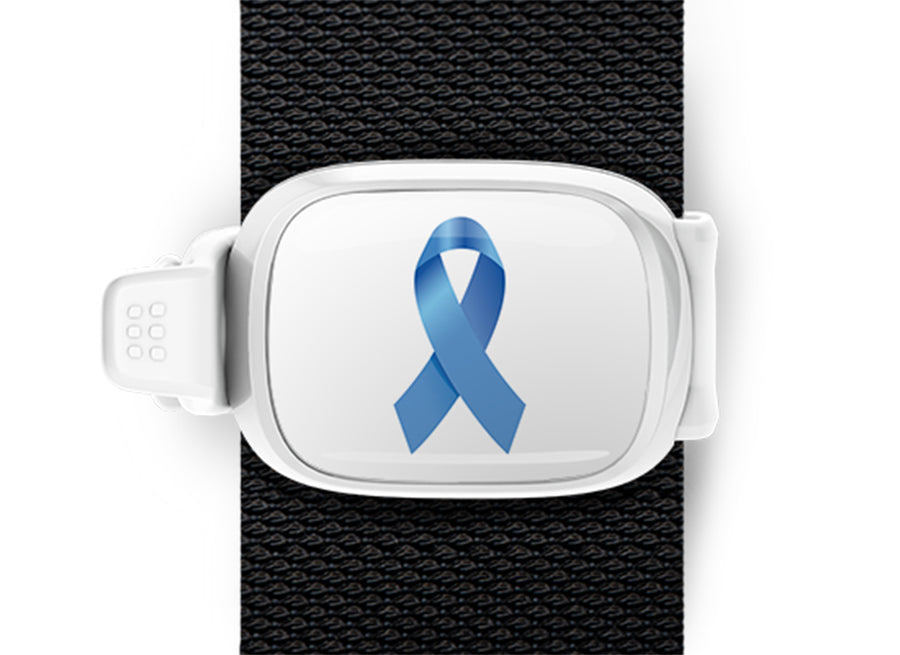 Colon Cancer Awareness Ribbon Bag Tag by Stwrap shown as a flat strap-mounted bag tag