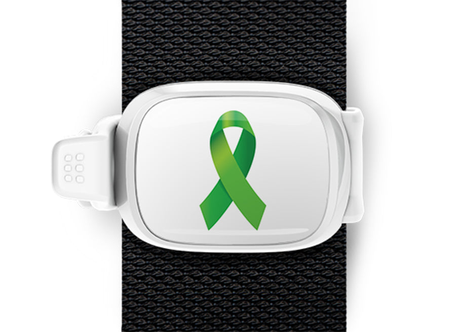 Mental Health Awareness Ribbon Bag Tag by Stwrap shown as a flat strap-mounted bag tag