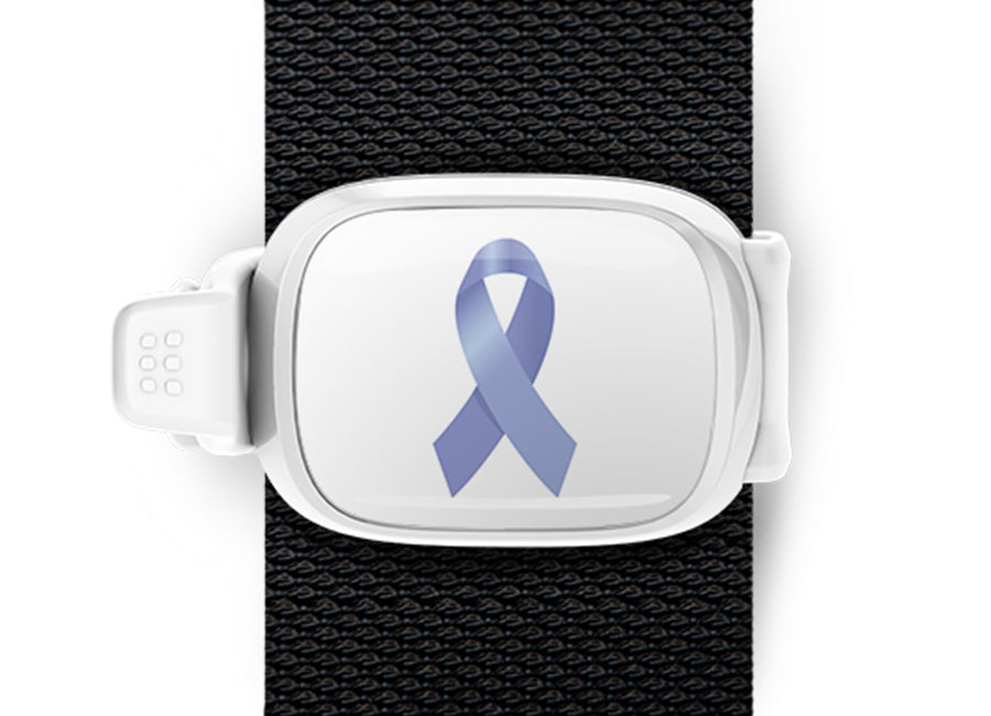 Alzheimer’s Awareness Ribbon Bag Tag by Stwrap shown as a flat strap-mounted bag tag