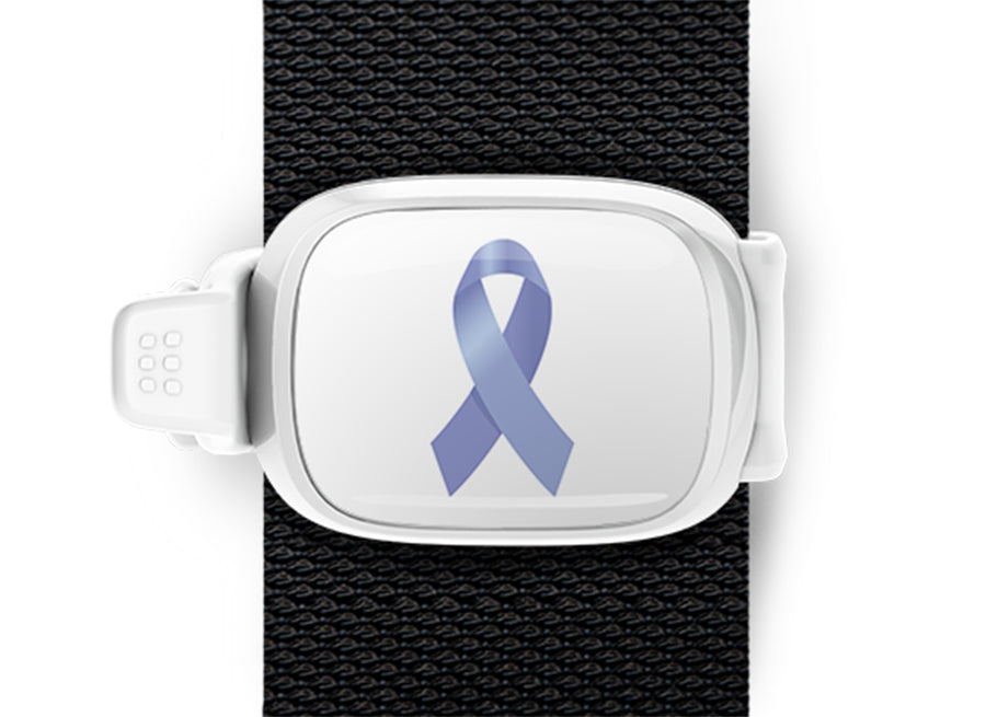 Alzheimer’s Awareness Ribbon Bag Tag by Stwrap shown as a flat strap-mounted bag tag