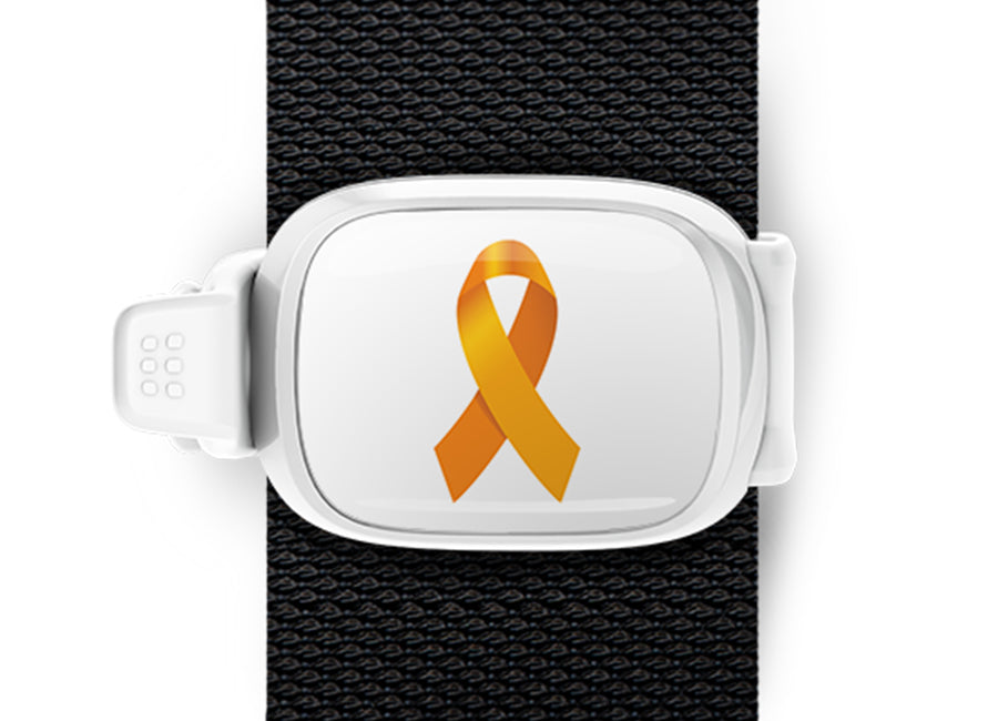 Leukemia & Suicide Prevention Awareness Ribbon Bag Tag by Stwrap shown as a flat strap-mounted bag tag