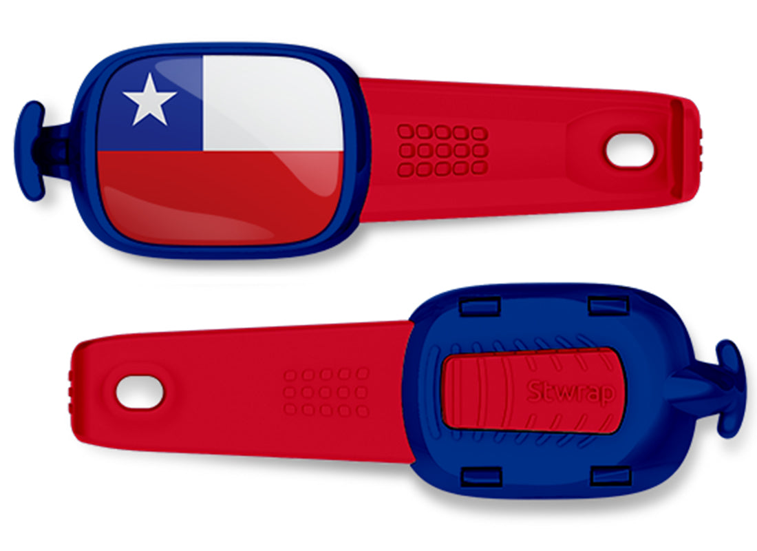 Chile flag Stwrap bag tag front and back view