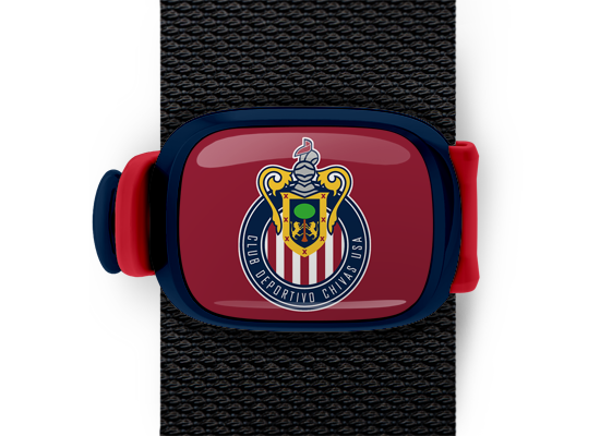 Chivas USA Bag Tag mounted on a bag strap