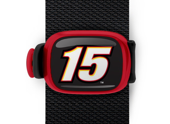Clint Bowyer #15 Bag Tag mounted on a bag strap