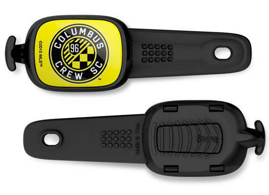 Columbus Crew mls bag tag Stwrap mounted on backpack strap