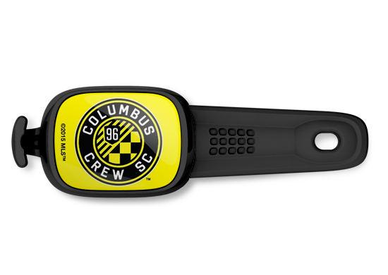 Columbus Crew mls bag tag Stwrap mounted on backpack strap