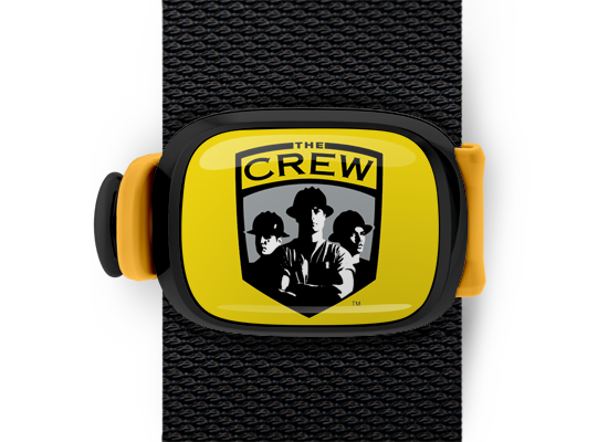 Columbus Crew Original Bag Tag mounted on a bag strap