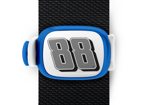 Dale Earnhardt Jr #88 Bag Tag mounted on a bag strap